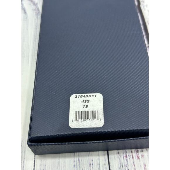 NEW Brooks Brothers Silk Suspenders Braces Blue Herringbone Leather Adjustable - Picture 6 of 6